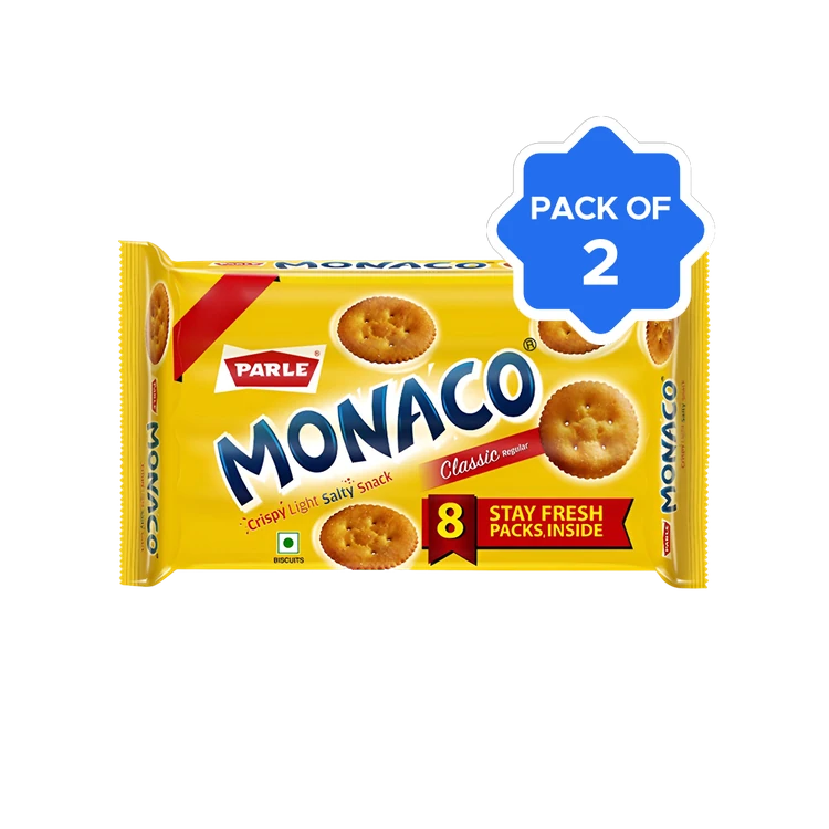 Parle Monaco Classic Regular Biscuit - Pack of 2