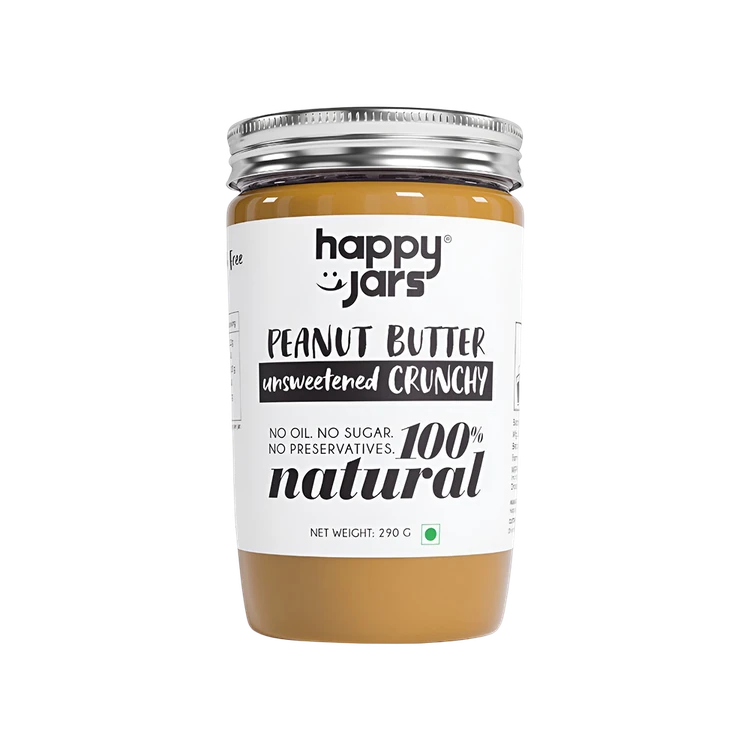 Happy Jars Unsweetened Crunchy Peanut Butter