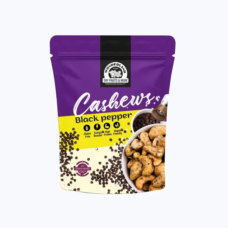 Wonderland Foods Black Pepper Flavoured Cashew (Flavoured Godambi)