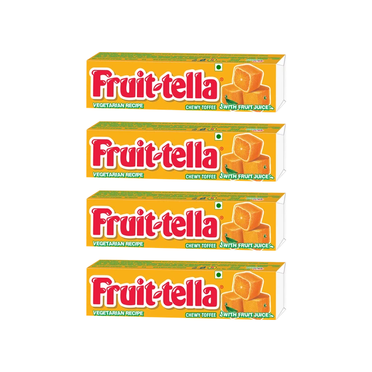 Fruittella Orange Flavour Chewy Toffee - Pack of 4