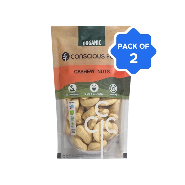 Conscious Food Whole Organic Cashews - Pack of 2