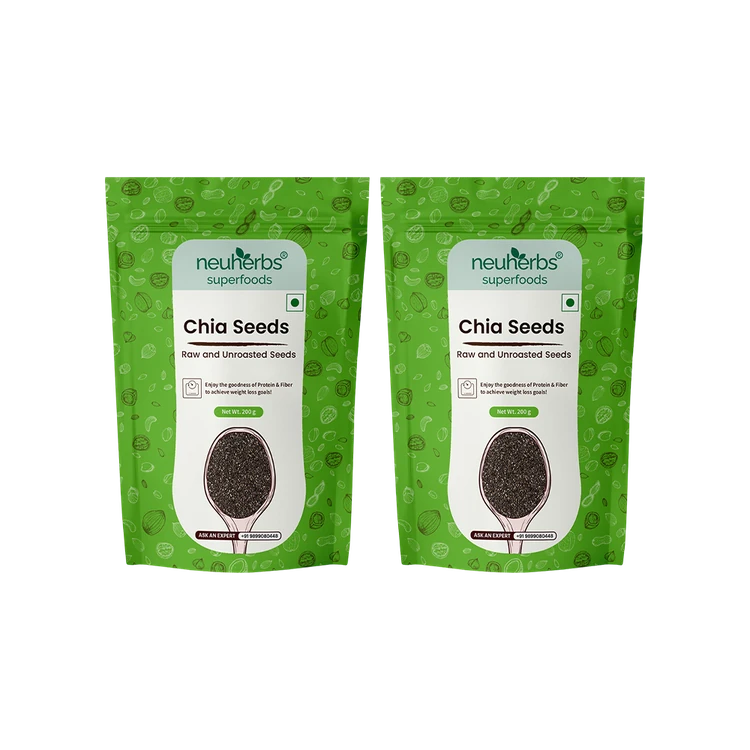 Neuherbs Organic Chia Seeds (Raw & Unroasted) - Pack of 2