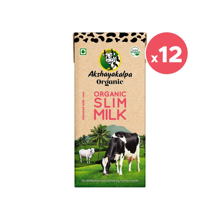 Akshayakalpa Organic Slim Milk - Pack of 12