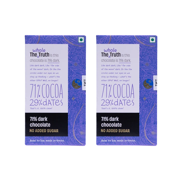 The Whole Truth 71% Dark Chocolate Bar - Pack of 2