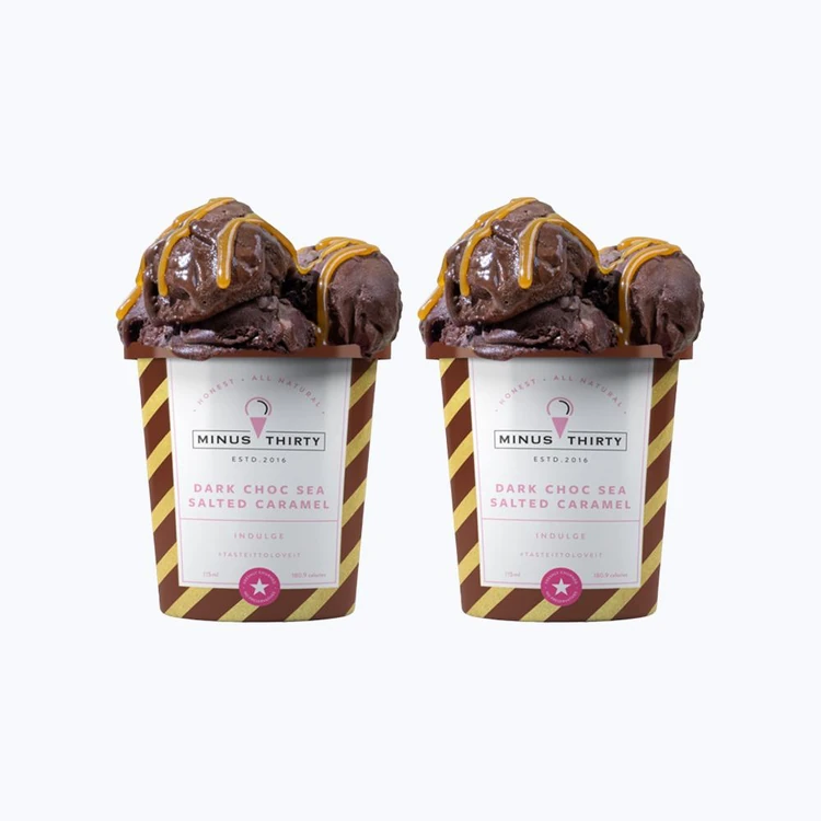 Minus Thirty Dark Chocolate Sea Salted Caramel Ice Cream Cup - Pack of 2
