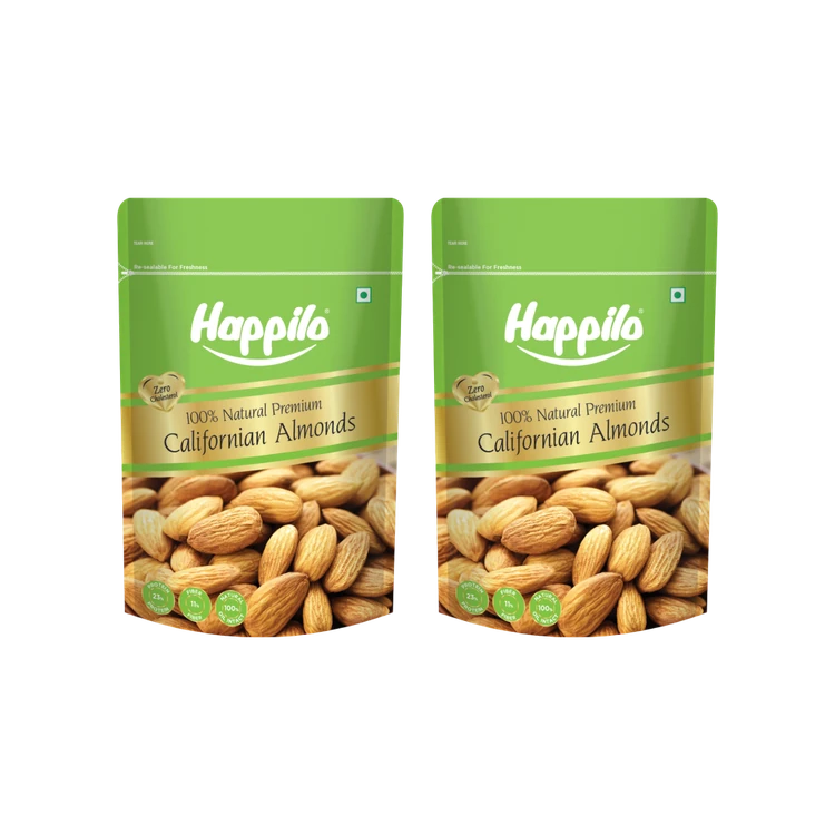 Happilo Premium Natural Californian Almonds - Pack of 2 (Badami)