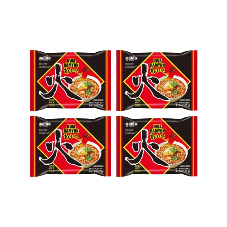 Paldo Hwa Ramyun Flavoured Instant Noodles - Hot & Spicy - Pack of 4