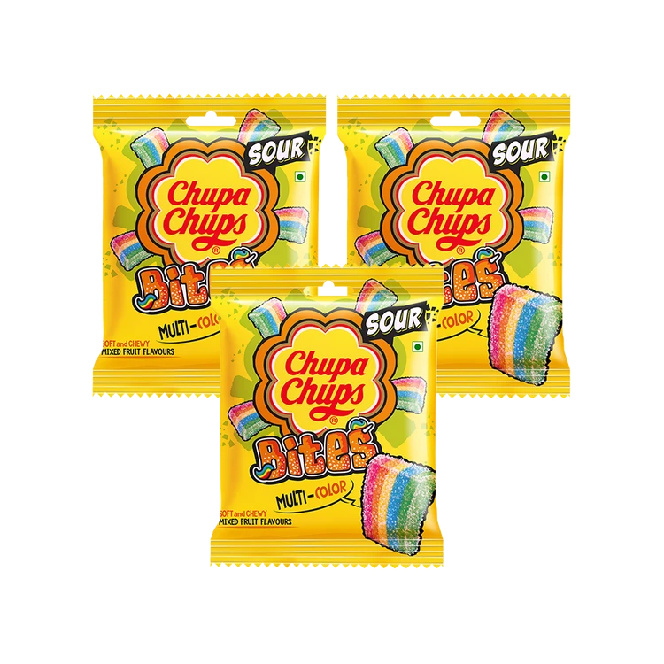 Chupa Chups Sour Bites Mixed Fruit Candy - Pack of 3