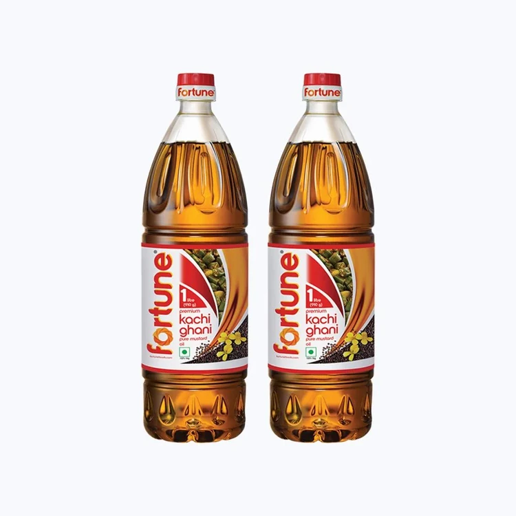 Fortune Premium Kachi Ghani Pure Mustard Oil (910 g) - Pack of 2 (Sasive Enne)