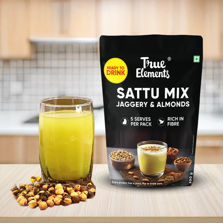 True Elements Sattu Drink Mix (Jaggery & Almonds)