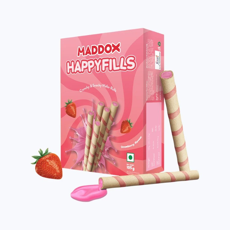 Maddox Happyfills Crunchy & Snacky Strawberyy Wafer Roll