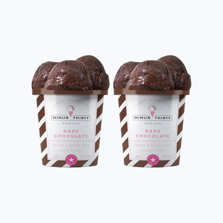Minus Thirty Dark Chocolate Vegan Ice Cream Cup (sugar free) - Pack of 2
