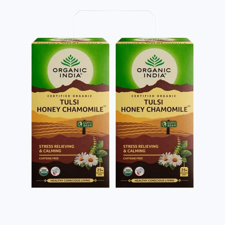 Organic India Tulsi Honey Chamomile Tea Bags - Pack of 2