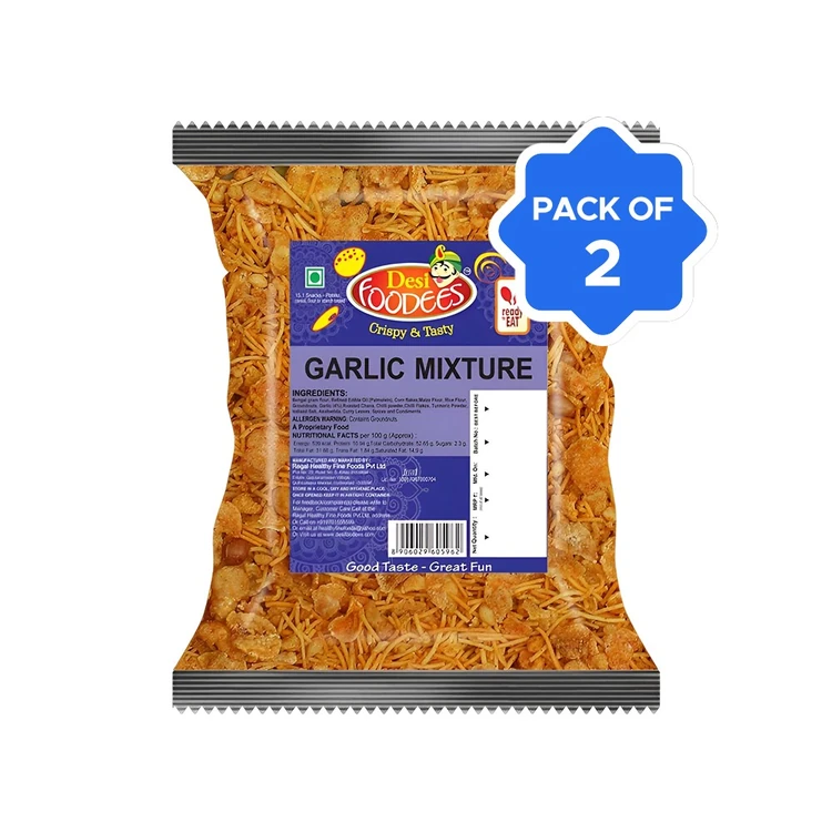 Desi Foodees Garlic Mixture Namkeen - Pack of 2