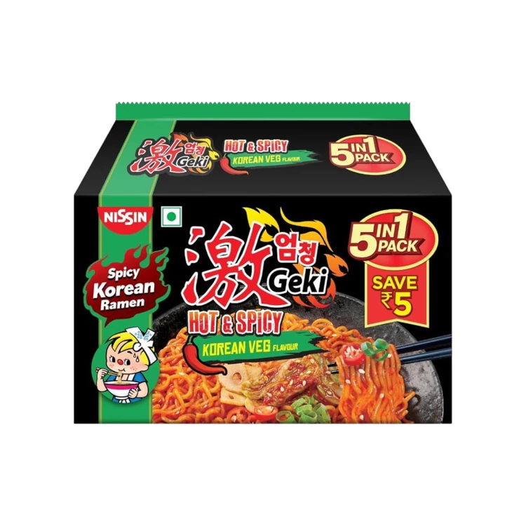 Nissin Geki Hot & Spicy Korean Veg Flavoured Instant Noodles
