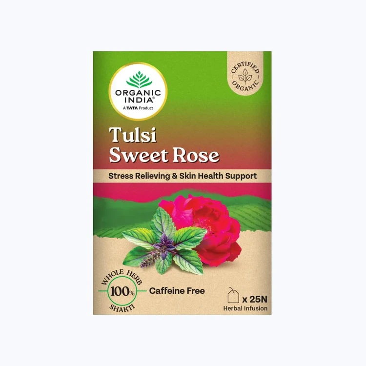 Organic India Tulsi Sweet Rose Green Tea Bags