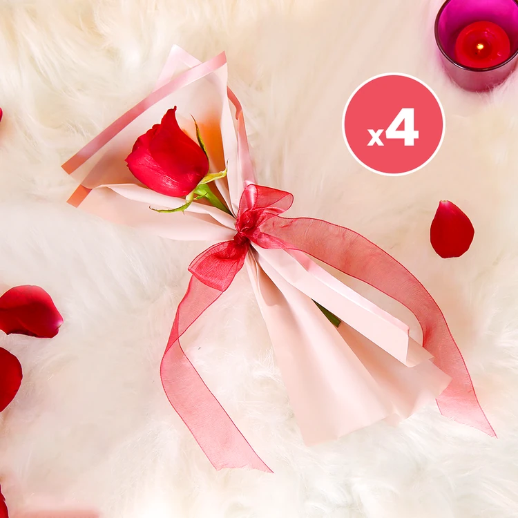 IGP Forever Yours Single Red Rose Bouquet Pack of 4