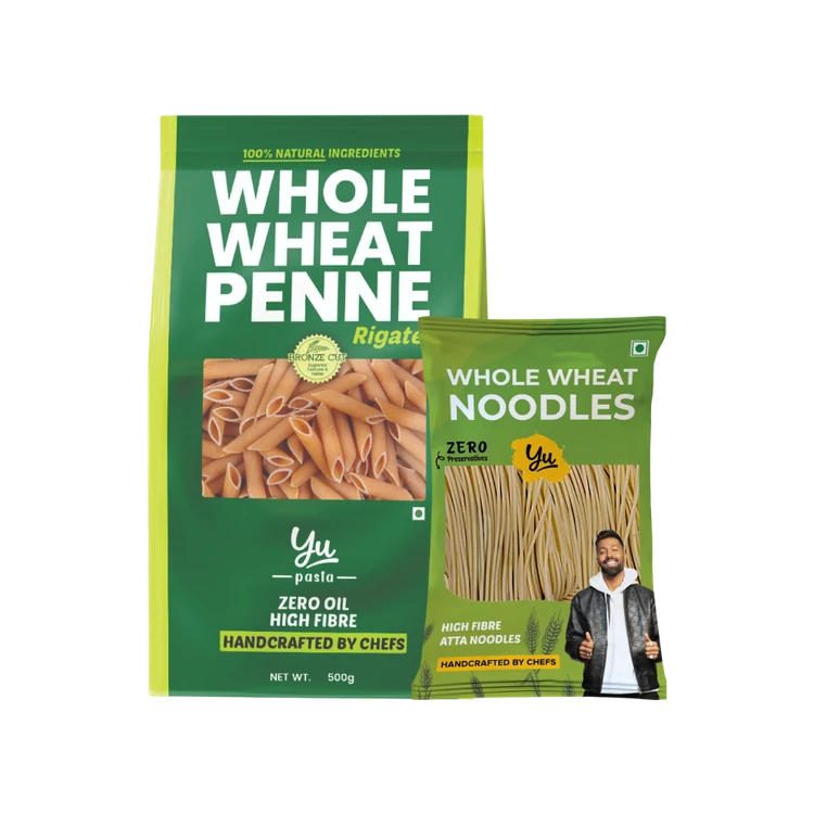 Yu 100% Whole Wheat Noodles +  100% Whole Wheat Penne Pasta Combo