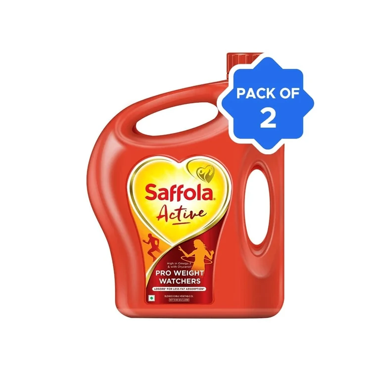 Saffola Active Rice Bran & Soyabean Blended Cooking Oil - Pack of 2 (Aduge Enne)