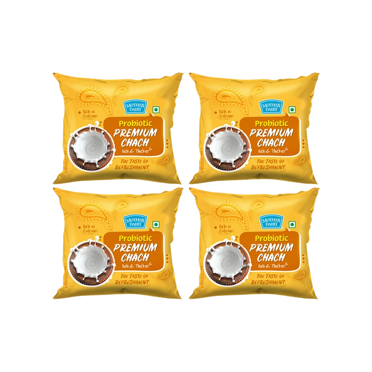 Mother Dairy Probiotic Premium Unsalted Buttermilk - Pack of 4