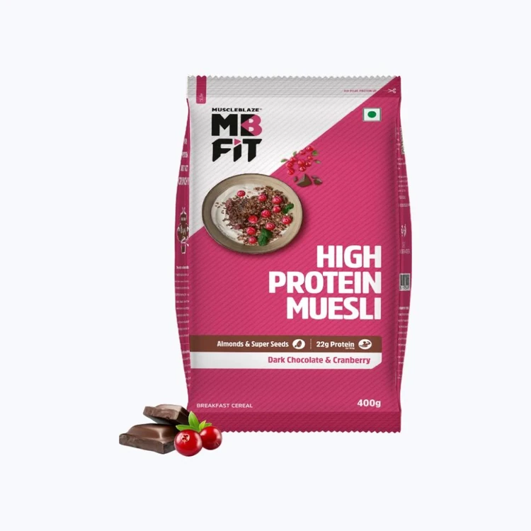 MuscleBlaze Fit High Protein Muesli (Dark Chocolate & Cranberry)