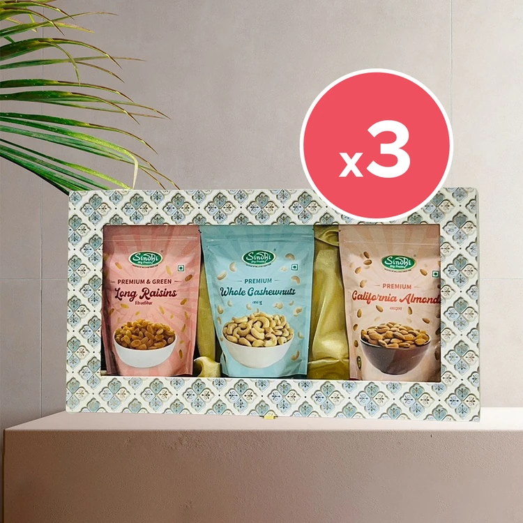 Sindhi Dry Fruits Fancy Dry Fruits Gift Pack - Pack of 3 (Dry Fruits Udugore Pack)