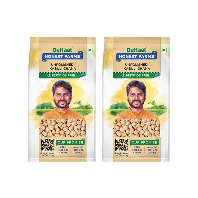 Dehaat Honest Farms Unpolished Pesticide-Free Kabuli Chana - Pack of 2 (Nashaka Itada Kabuli Kadale)