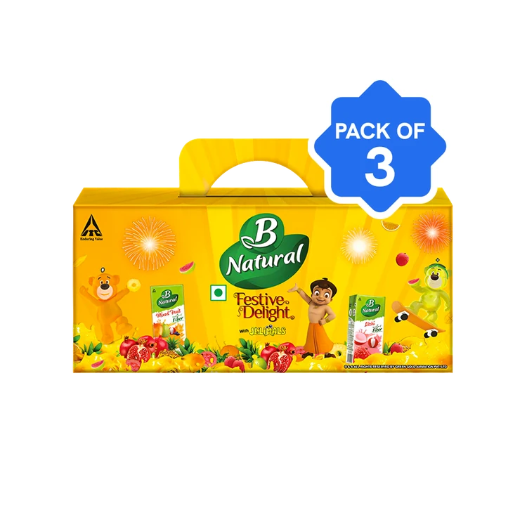 B Natural Festive Delight Kids Beverage Gift Pack (with Jelimals) - Pack of 3