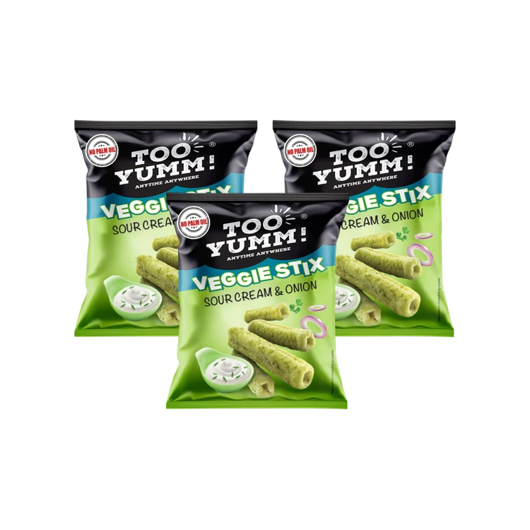 Too Yumm Veggie Stix Sour Cream & Onion Crisps - Pack of 3