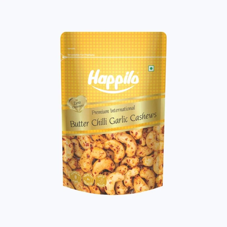 Happilo Butter Chilli Garlic Flavoured Cashew (Flavoured Godambi)
