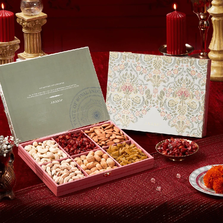 Anand Travancore Wooden Dry Fruits Gift Pack – 6 Varieties (Dry Fruits Udugore Pack)