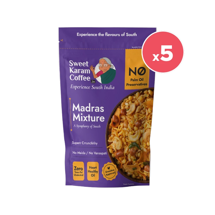Sweet Karam Coffee Madras Mixture Namkeen - No Palm Oil - Pack of 5