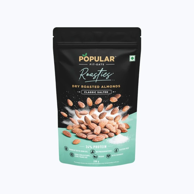 Popular Roasties Dry Roasted Flavoured Almonds Classic Salted (Badami)