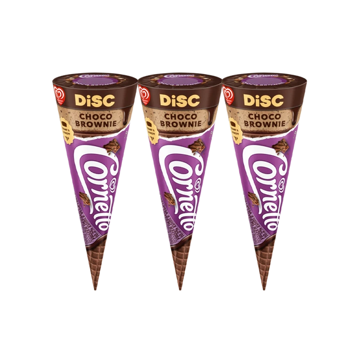 Kwality Walls Cornetto Choco Brownie Frozen Dessert Cone - Pack of 3