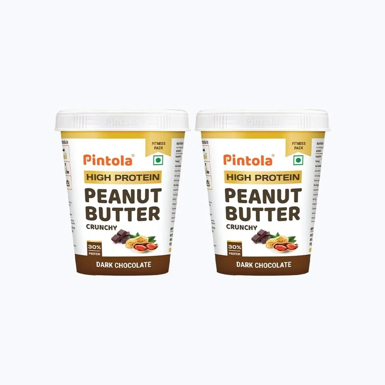 Pintola High Protein Dark Chocolate Crunchy Peanut Butter - Pack of 2