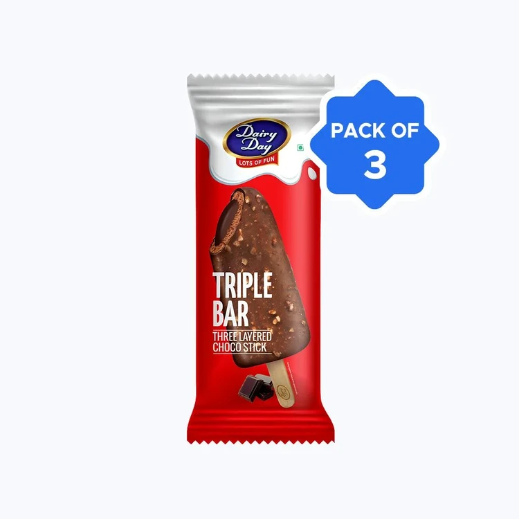 Dairy Day Triple Bar Three Layered Choco Frozen Dessert Stick - Pack of 3
