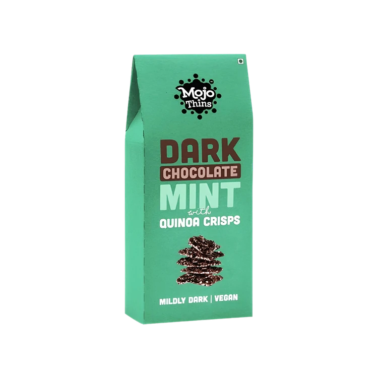 Mojo Thins Mildly Dark Chocolate Mint with Quinoa Crisps Squares