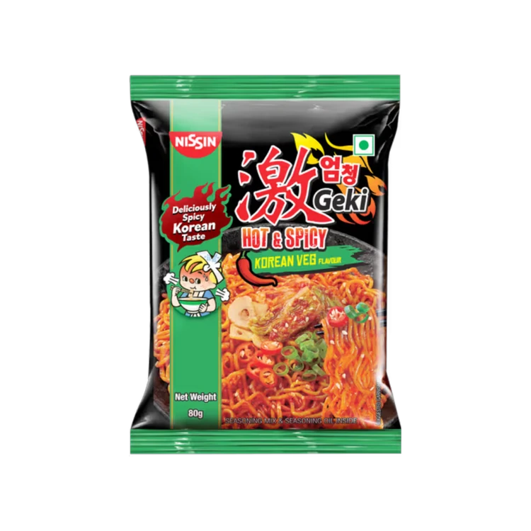 Nissin Geki - Hot & Spicy Korean Veg Flavoured Instant Noodles