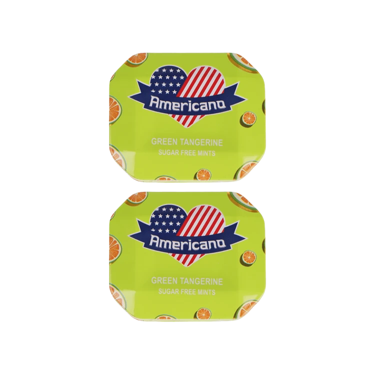 Americano Green Tangerine Sugar Free Mint Candies - Pack of 2