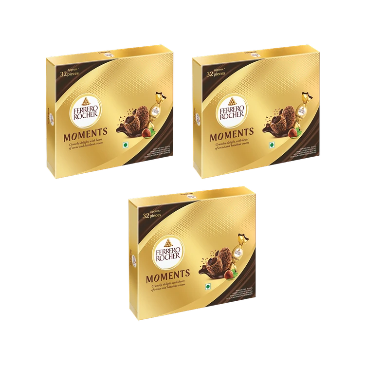 Ferrero Rocher Moments Chocolate Gift Pack (32 pieces) - Pack of 3