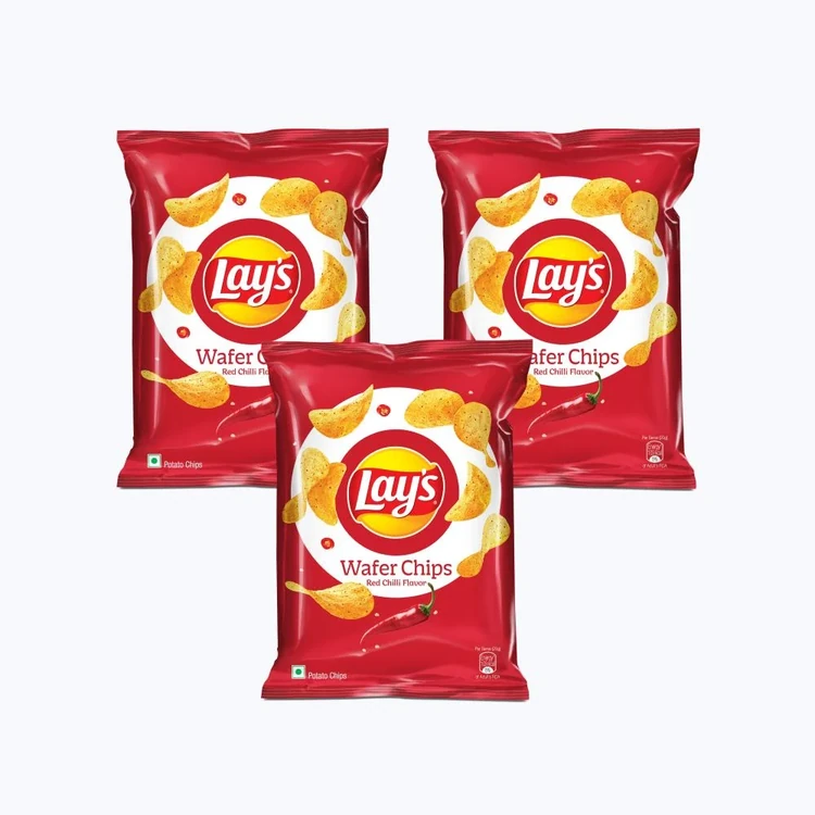 Lay's Wafer Style - Red Chilli Potato Chips - Pack of 3