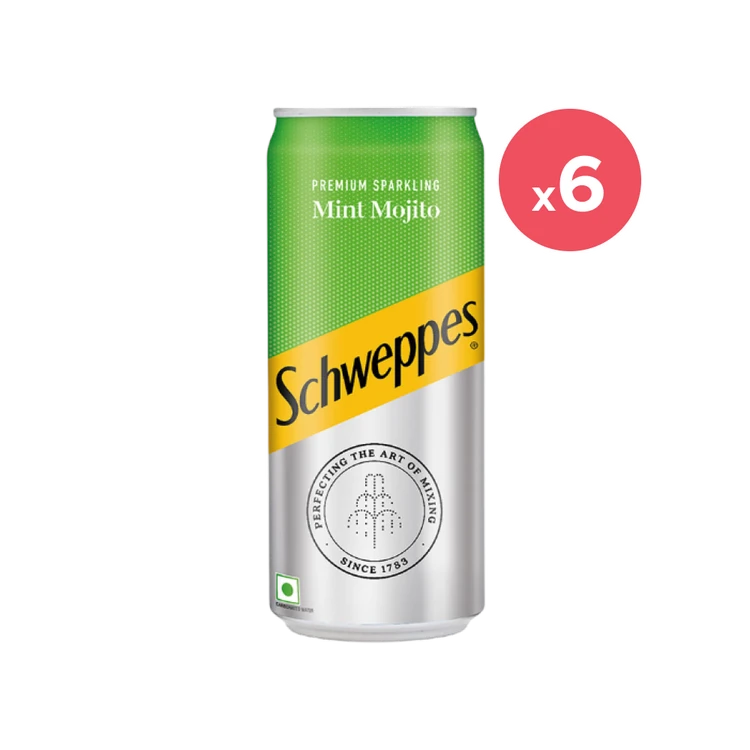 Schweppes Premium Sparkling Sparkling Drink (Mint Mojito) - Pack of 6