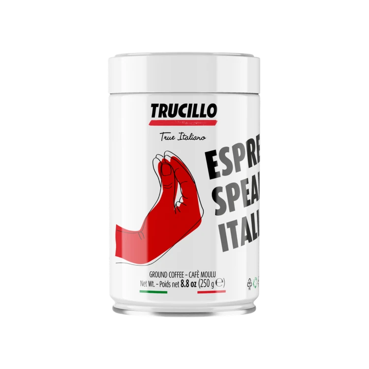 Trucillo Espresso Speaks Italian Roasted Ground Coffee Tin