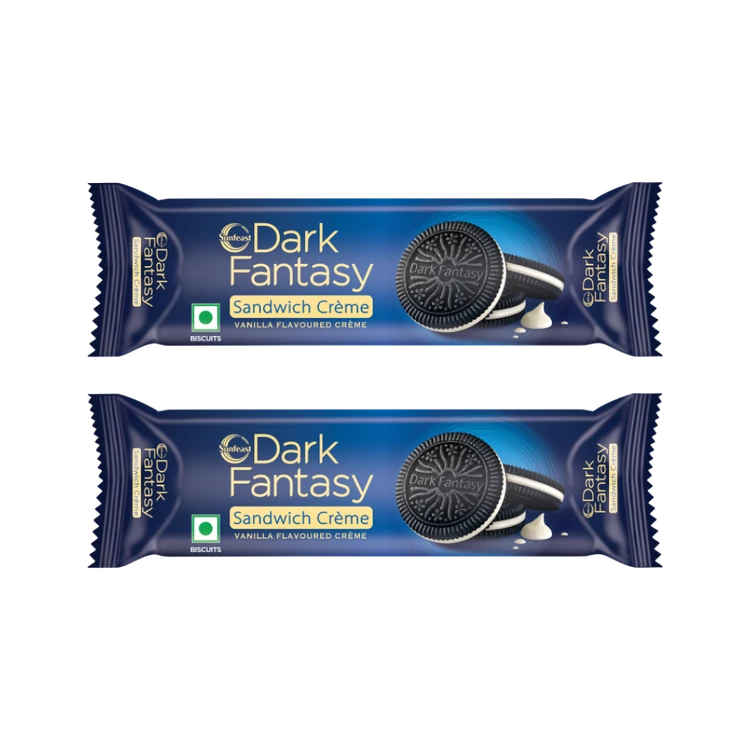 Sunfeast Dark Fantasy Vanilla Sandwich Crème Biscuits - Pack of 2
