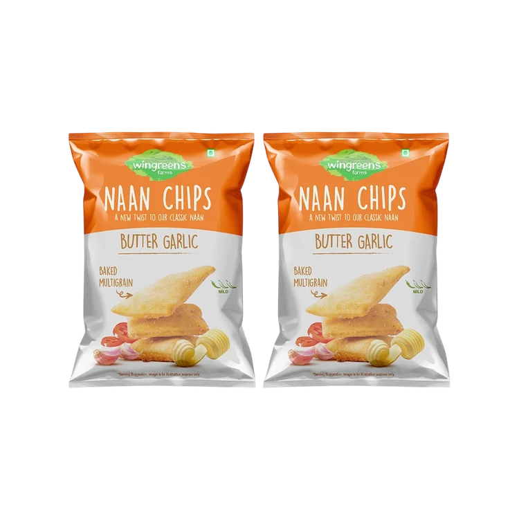 Wingreens Farms Butter Garlic Naan Chips - Pack of 2