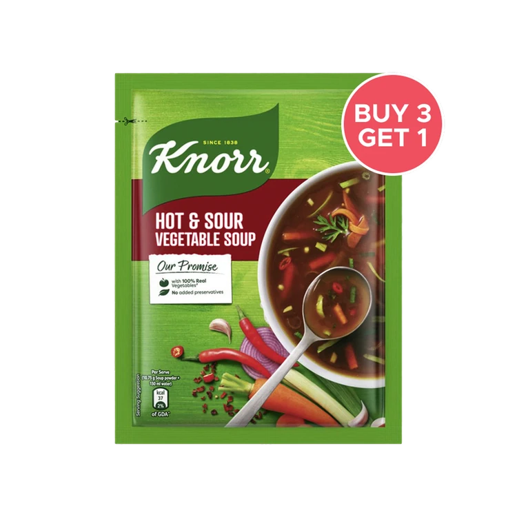 Knorr Hot & Sour Vegetable Soup with No Added Preservatives - Buy 3 Get 1 Free