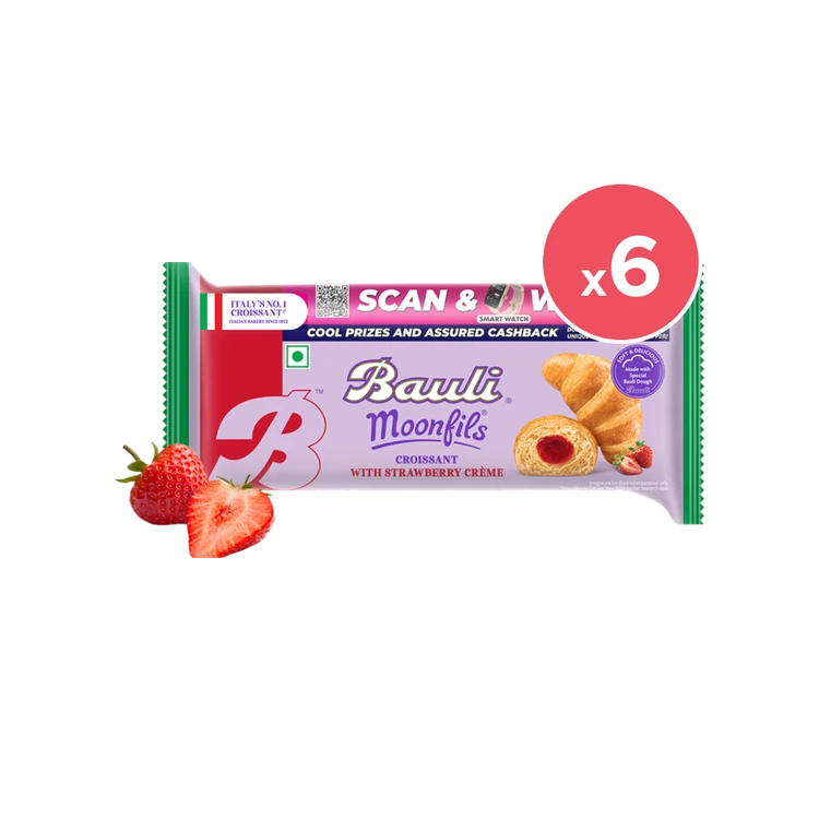 Bauli Moonfils Strawberry Crème Soft Croissant (Eggless) - Pack of 6