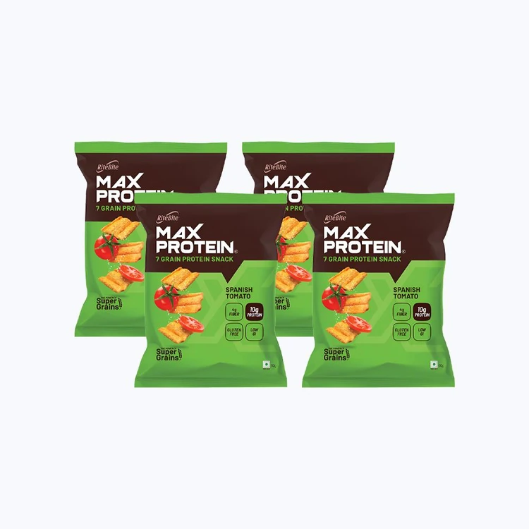 RiteBite Max Protein Spanish Tomato 10 g Protein Multigrain Chips - Pack of 4