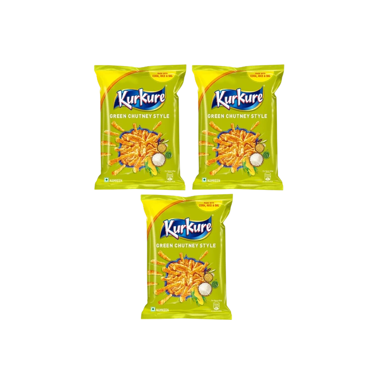 Kurkure Green Chutney Crisps - Pack of 3