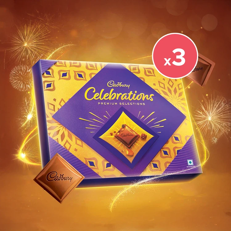 Cadbury Celebrations Premium Selection Assorted Diwali Chocolate Gift Pack - Pack of 3